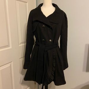 SOLD Black frilly trench coat